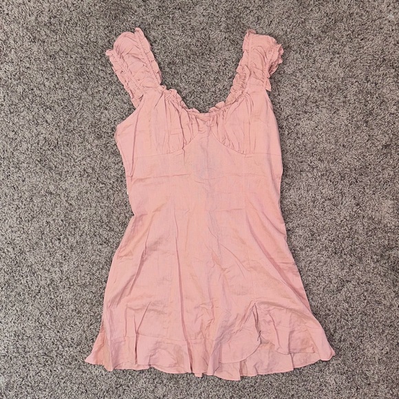 Free People Pink Sheath Dress with Flutter Sleeves Large L FP Sexy Open Back - Picture 5 of 11